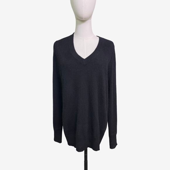Aqua Cashmere 100 Percent Cashmere V Neck Black Sweater Women’s Size Large L - Picture 3 of 7